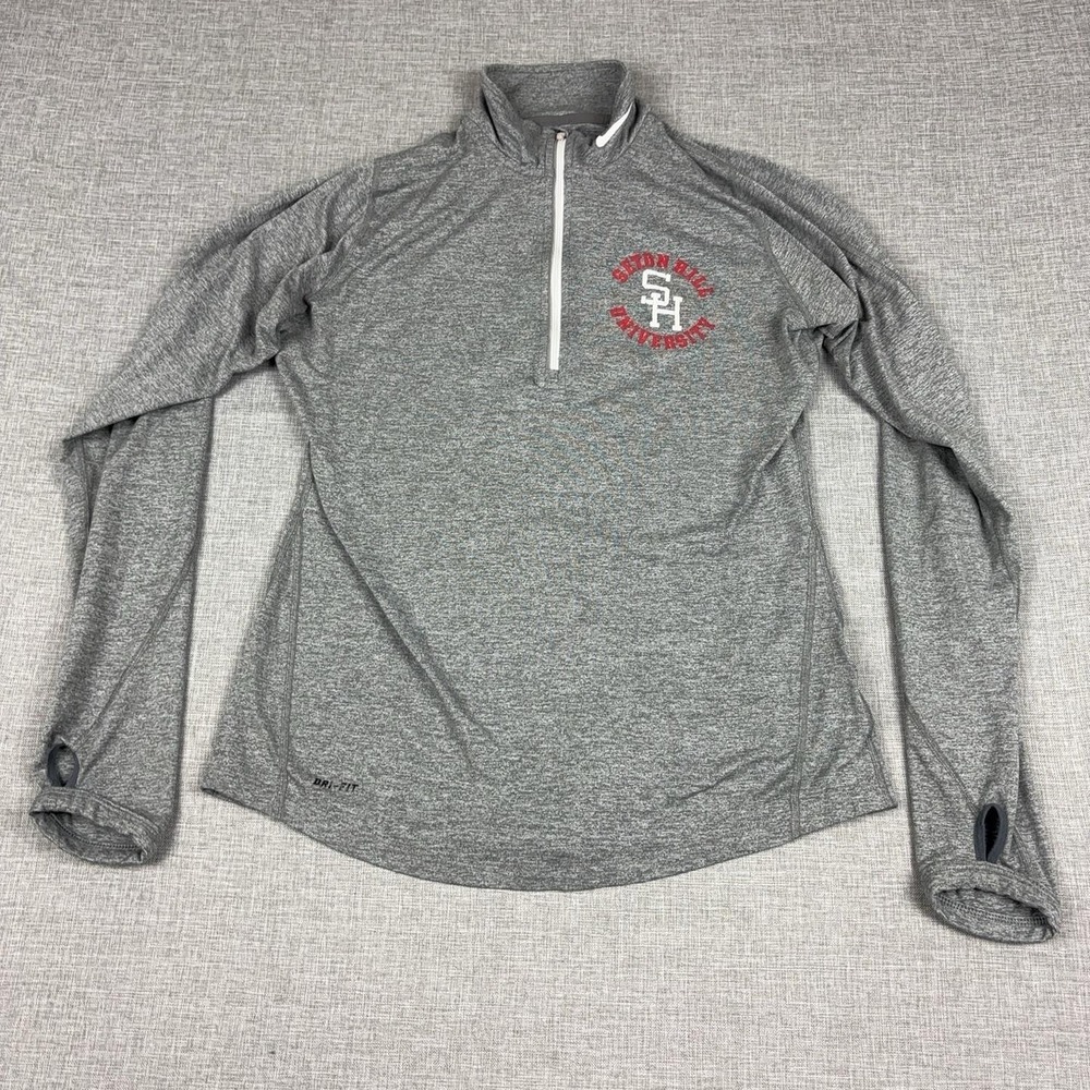 Seton Hill University Shirt Womens M Gray NCAA College 1/4 Zip Dri Fit Nike